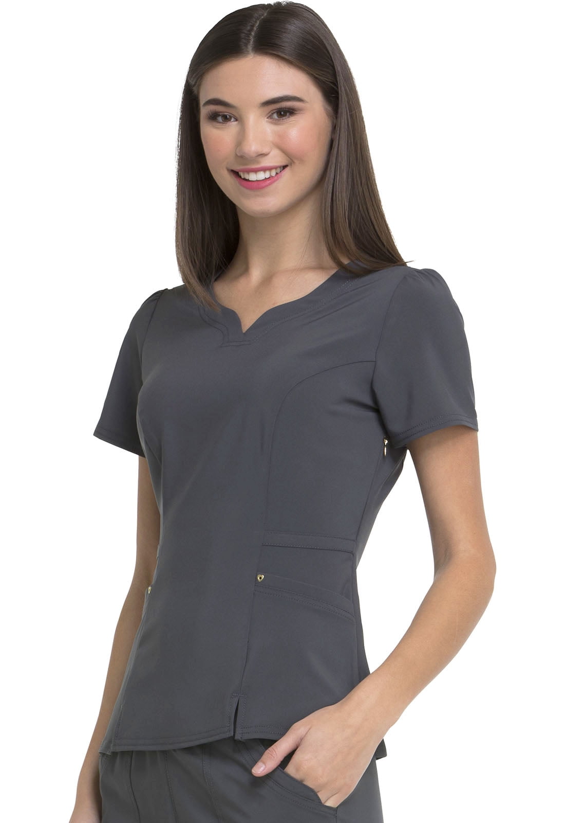Heartsoul Women's Short Sleeve Contemporary Fit V-Neck Scrub Top Hs627 