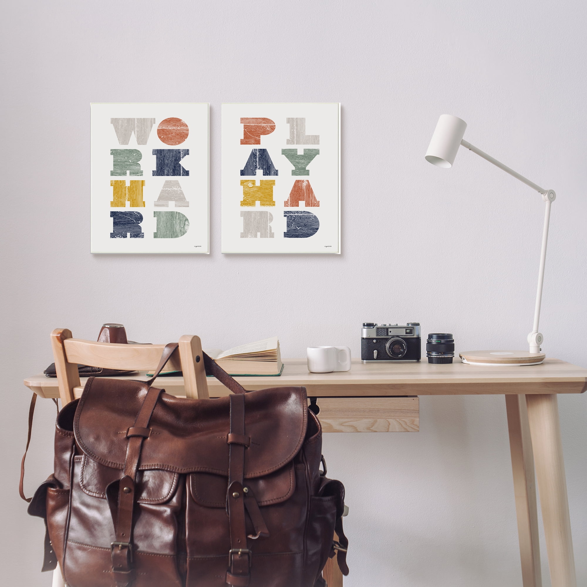 Stupell Industries Work Hard Play Hard Phrase Children's Block Typography, 10 x 15,Design by Kyra Brown