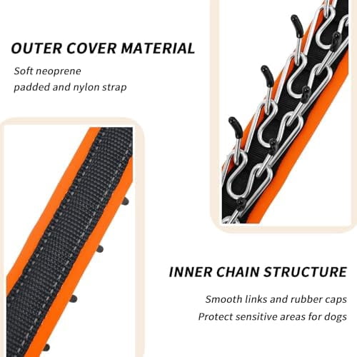 Martingale No Pull Dog Collar for Large Medium Small Dogs, Heavy Duty Nylon Reflective Adjustable Anti Pull Slip Collar with Buckle for Training Walking M Black Orange