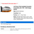 thumbnail image 2 of Left Driver Side Headlight Assembly - Compatible with 1998 - 2004 Dodge Dakota 1999 2000 2001 2002 2003, 2 of 2