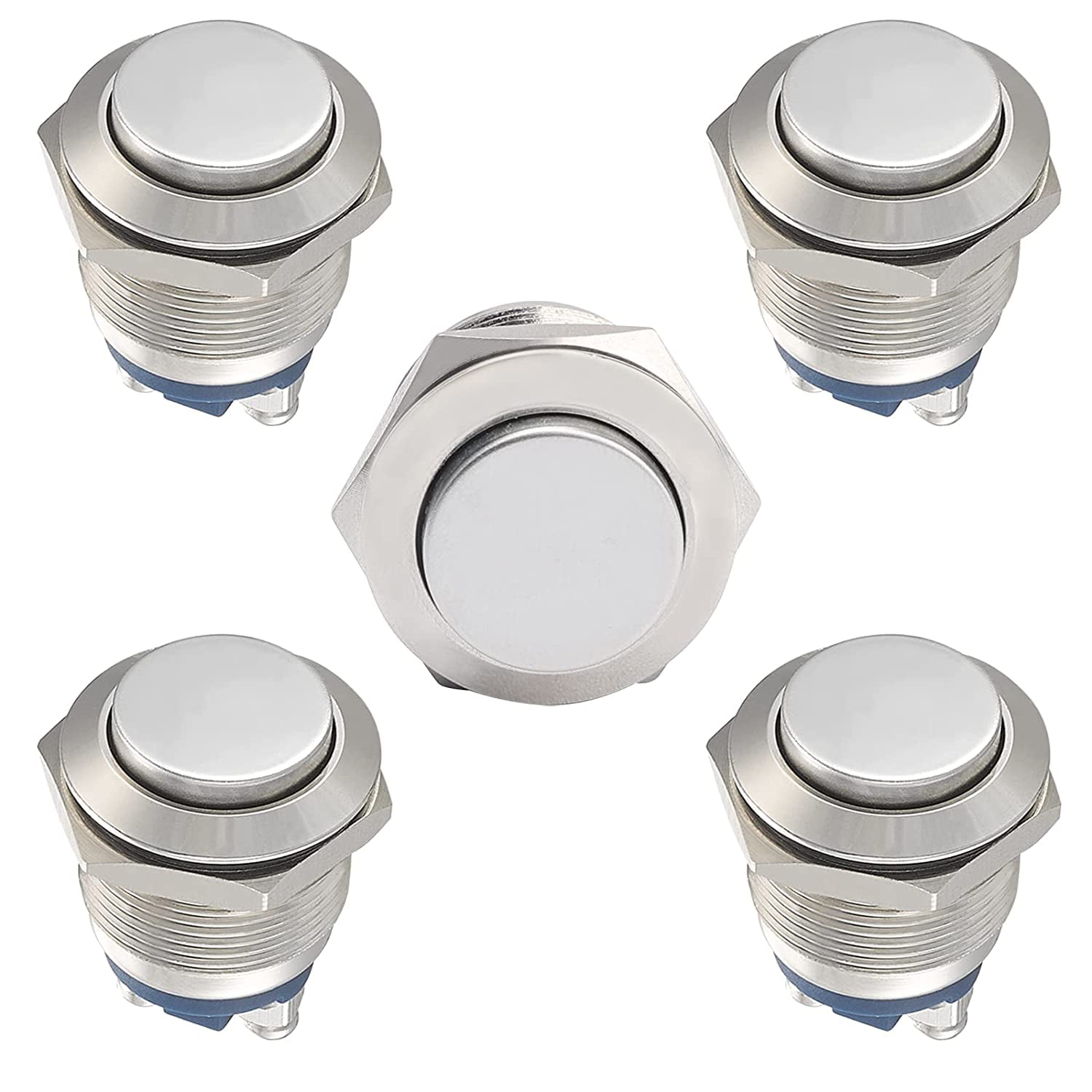 IP65 Waterproof Push Button Switch,Stainless Steel 1 Normally Open Without LED. Starelo 5pcs 12mm Momentary Push Button Switch Silver Shell with pre-Wiring