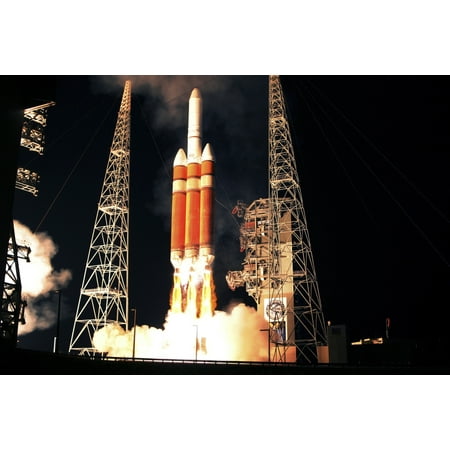Play Lift Off Rocket - A Delta IV Heavy rocket lifts off Poster Print