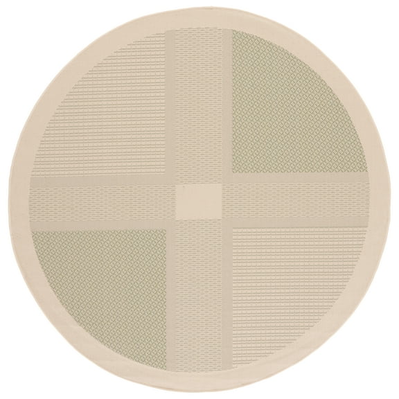 Safavieh Courtyard Eileen Geometric Indoor/Outdoor Area Rug, Natural/Olive, 6'7" x 6'7" Round