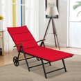 thumbnail image 2 of Gymax 2PCS Folding Patio Rattan Lounge Chair Chaise Aluminum W/ Wheel & Red Cushion, 2 of 10