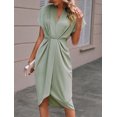 thumbnail image 5 of EASYBRAUS Women V Neck Sleeveless A Line Midi Dress Solid Color Spring Summer 2024 Elegant Casual S-XL, 5 of 7