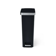 Better Homes & Gardens Slim Kitchen Trash Can, 10.5 Gallon Plastic Step Garbage Bin with Soft Close Lid, Black