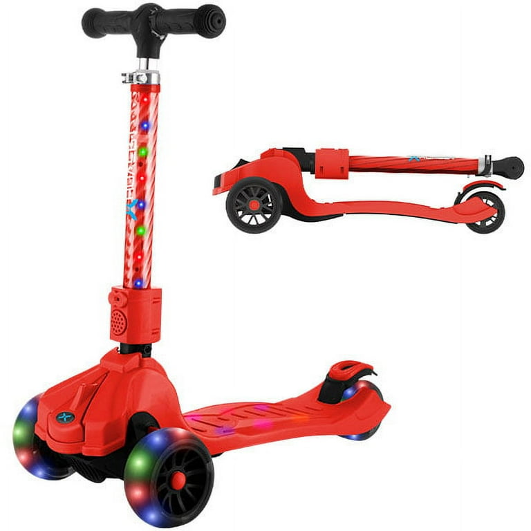 H1GPSジャイロセット Hover-1 Kids Gear Ziggy Folding Kick Scooter, Red, LED Lights