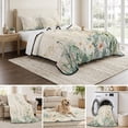 thumbnail image 6 of Queen Quilt Set 90''x96'', Botanical Floral Lightweight Summer Bedspread Coverlet Set with 2 Pillow Shams, Summer Spring Farmhouse Flowers Breathable All Season Quilt Bedding for Bedroom/Guest Room, 6 of 9