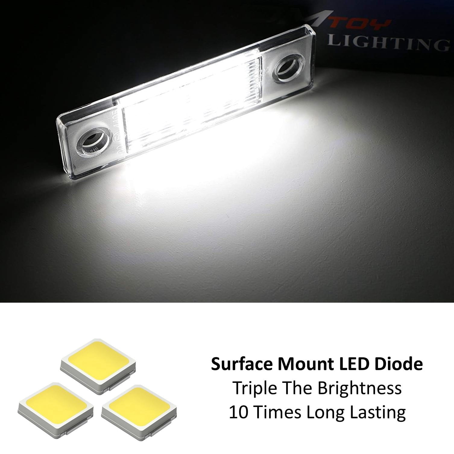 OEM-Fit 3W Full LED License Plate Light Kit For 2011-15 Chevy Cruze & 2016-up Chevrolet Spark, Powered by 18-SMD Xenon White LED & Can-bus Error Free