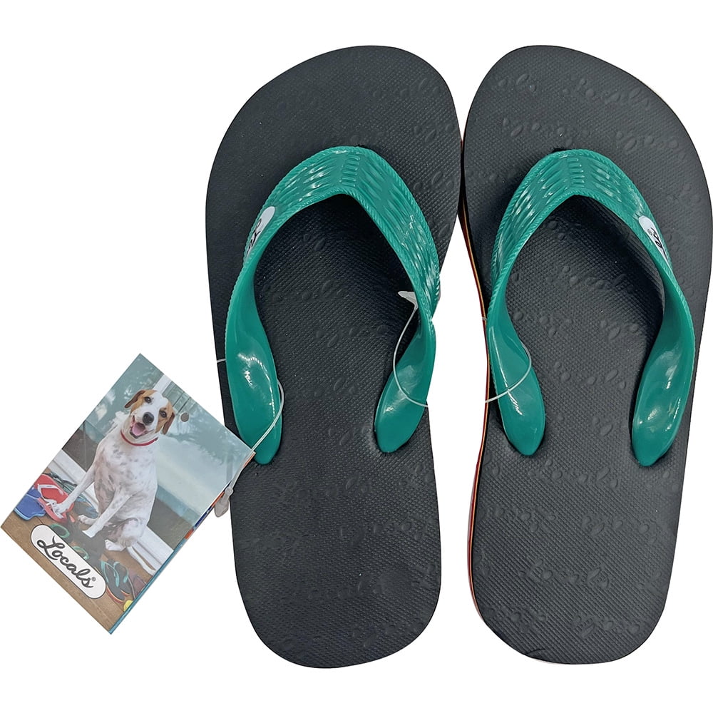Locals Hawaii Boy's Stripe Slipper, Assorted Colors, 7 Inch Sole