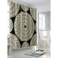 thumbnail image 3 of Shower Curtains Boho Floral Rings Bath Curtain Brown Black Abstract Geometric Waterproof Bathroom Shower Curtain Set with Hooks Decoration 72 x 72 Inches, 3 of 7