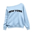 thumbnail image 3 of Shadoumai Kids Girls Oversized Sweatshirt Off the Shoulder Tops New York Letter Print Preppy Plain Fall Pullover Long Sleeve Casual Tops for School, 3 of 6