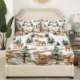 thumbnail image 2 of Woodland Animals Fitted Sheet Bedroom,Tiger Wildlife Bedding Set Twin Size,Rustic Farmhouse Botanical Bed Sheets 2 Pcs(No Top Sheet), 2 of 5