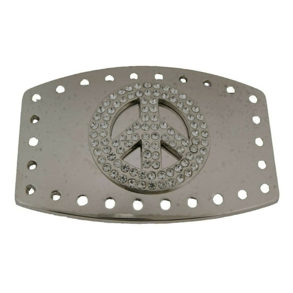 Peace Sign 3d Belt Buckle Rhinestones Antiqued Finished Peace Loving American Western Rodeo Texas Style