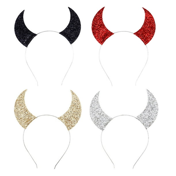 KAKOWELY 4 piezas de diadema de cuerno de buey con temática de Halloween, decoración para el cabello de cuerno, tocado, accesorio de Halloween