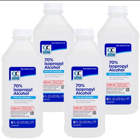 Quality Choice 70% Isopropyl Alcohol First Aid Antiseptic, 16 FL OZ - 4 Pack