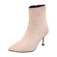 thumbnail image 3 of Womens Chic Ankle Booties Pointed Toe Stiletto Heel Shoes Side Zip Faux Suede Fashion Short Party Evening Date Night Office Daily Wear Boots, 3 of 10