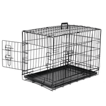 NNYYS Large Dog Crate Dog Kennel Cage with Double Door, Folding Metal Wire Dog Cage with Removable Tray&Divider Panel,Pet Crate for Large Dogs,Black