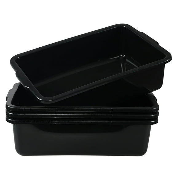 Fabnati 4 Pack 32 L Commercial Bus Tub Boxes, Large Plastic Bus Box Dish Pan Basin, Black
