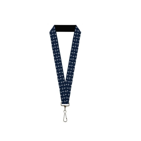 Boat Lanyard - Sailor Sailboat Anchors All Over Navy Blue Lanyard