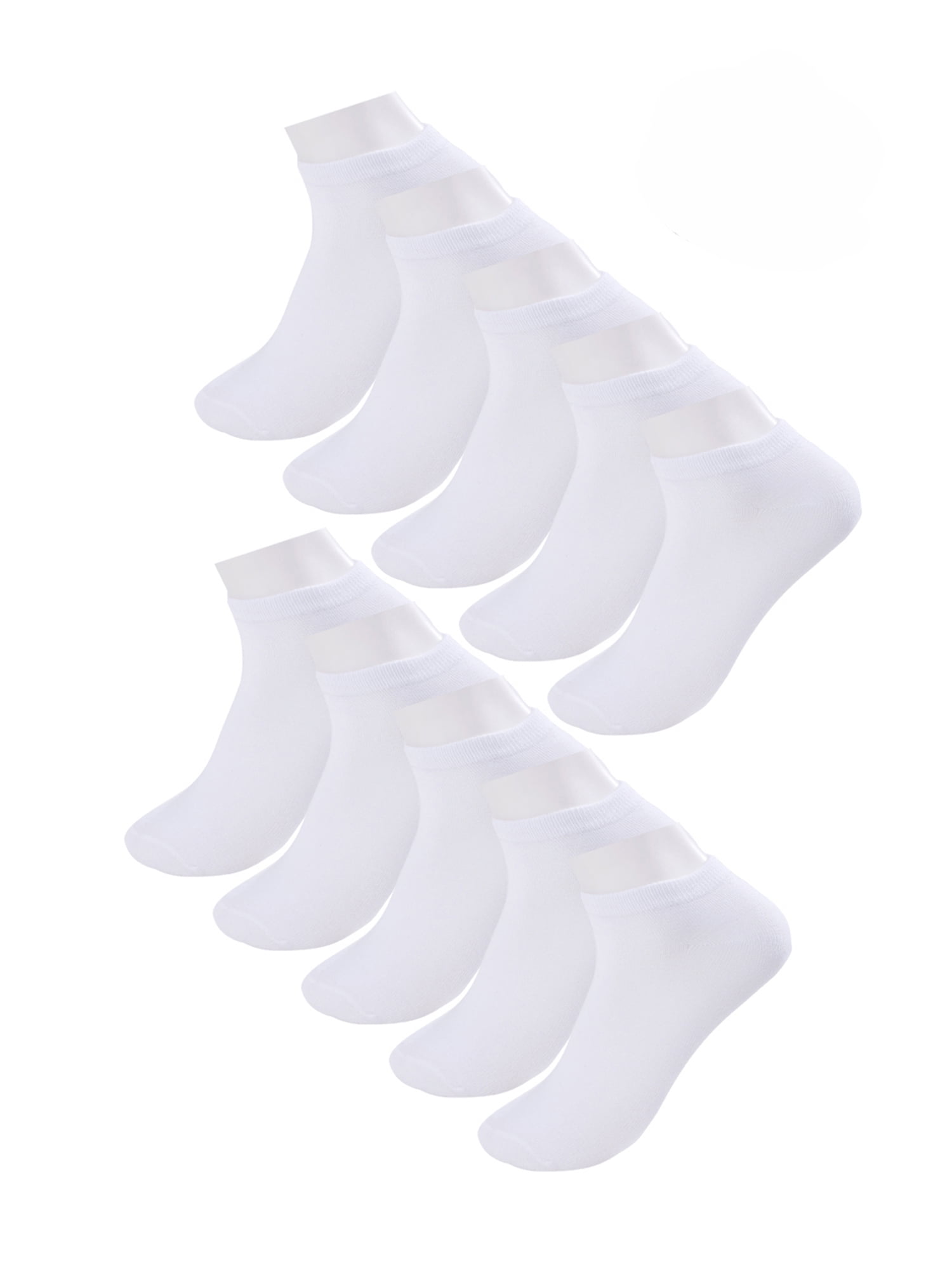 INSPIRE CHIC Women's 10 Pairs Stretch Breathable Cuffs Low Cut Ankle Socks XX-Small White
