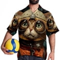 thumbnail image 4 of Retro Cat Men's Short Sleeve Beach Shirts, Casual Printed Button Down, Summer Unisex Spread Collar Tops, 4 of 6