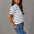 thumbnail image 6 of Summer Shirts For Women Sevevn Women's Short Puff Sleeve Knit Trendy Crewneck Striped T-Shirts Casual Summer Blouses Womens Shirts Casual, 6 of 7