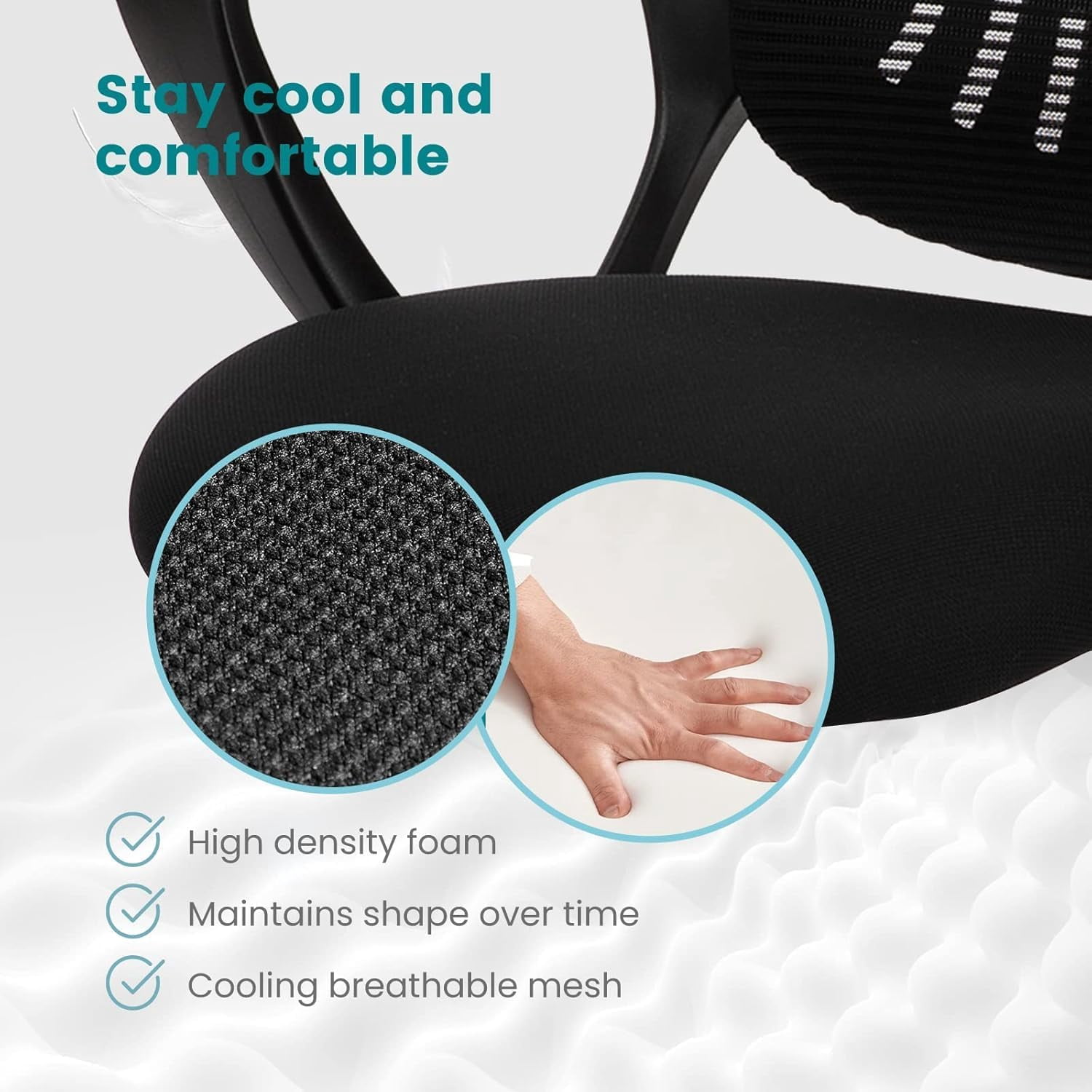 Ergonomic Mesh Office Chair with Lumbar Support - Adjustable Swivel Computer Chair, Black