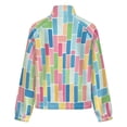 thumbnail image 6 of Jackets for Women Winter Coat Jackets Flannel Stand Collar Jacket(Colorful Geometric Tiles Print,Size:S-4XL), 6 of 7