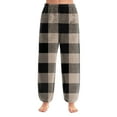 thumbnail image 2 of WTOBBY Women's Striped Print Pajama Pants with Cuffed Ankles, Casual Comfort Trousers for Sleepwear and Home Use, Soft Fabric with Striped Design,Black L, 2 of 6