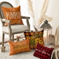 thumbnail image 5 of Sm:)e Set of 4 Fall Pillow Covers 18x18 Inch - Autumn Decorative Throw Pillowcases with Maple Leaf and Pumpkin, 5 of 8