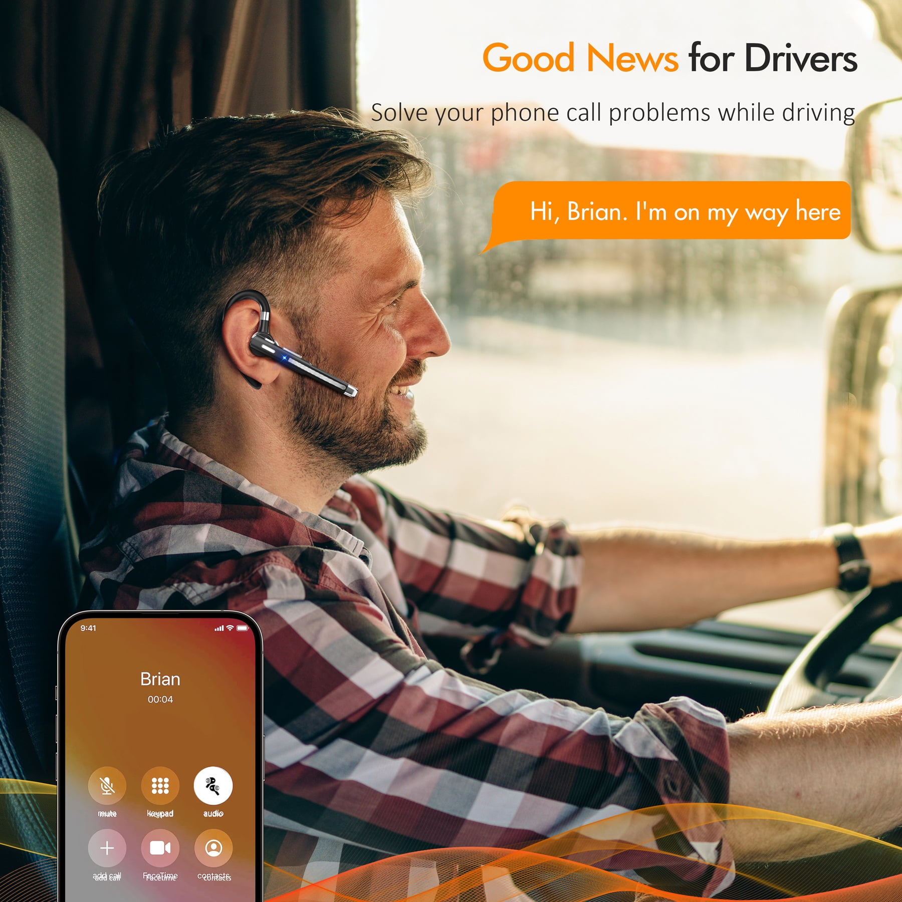Single-Ear Bluetooth Business Earbud, Wireless Single Headset, 120-Hour Standby Time & 500mAh Battery, HD Noise-Cancelling Microphone For Truck Drivers, Fitness Enthusiasts & Outdoor Use, Comfortable
