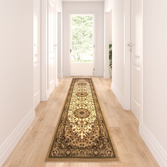 Masada Rugs Traditional Area Rug Runner 32 Inch X 10 Feet Ivory Bellagio 401
