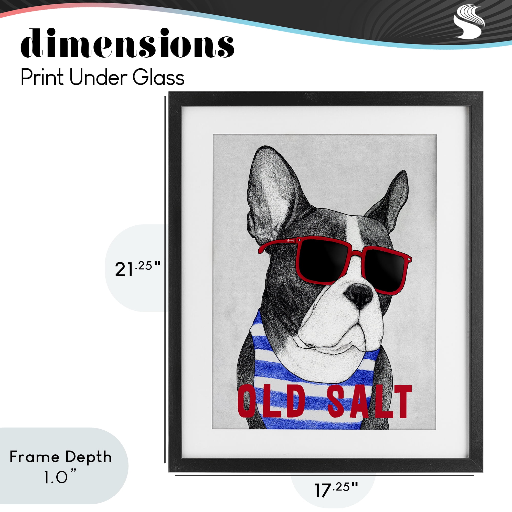 Stupell Industries Old Salt Summer Frenchie Black Framed Print Under Glass, design by Barruff