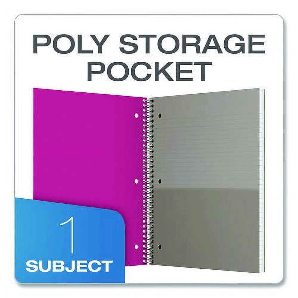 Poly One-Subject Notebook, Medium/College Rule, Randomly Assorted Cover Color, (100) 11 x 9 Sheets | Bundle of 5