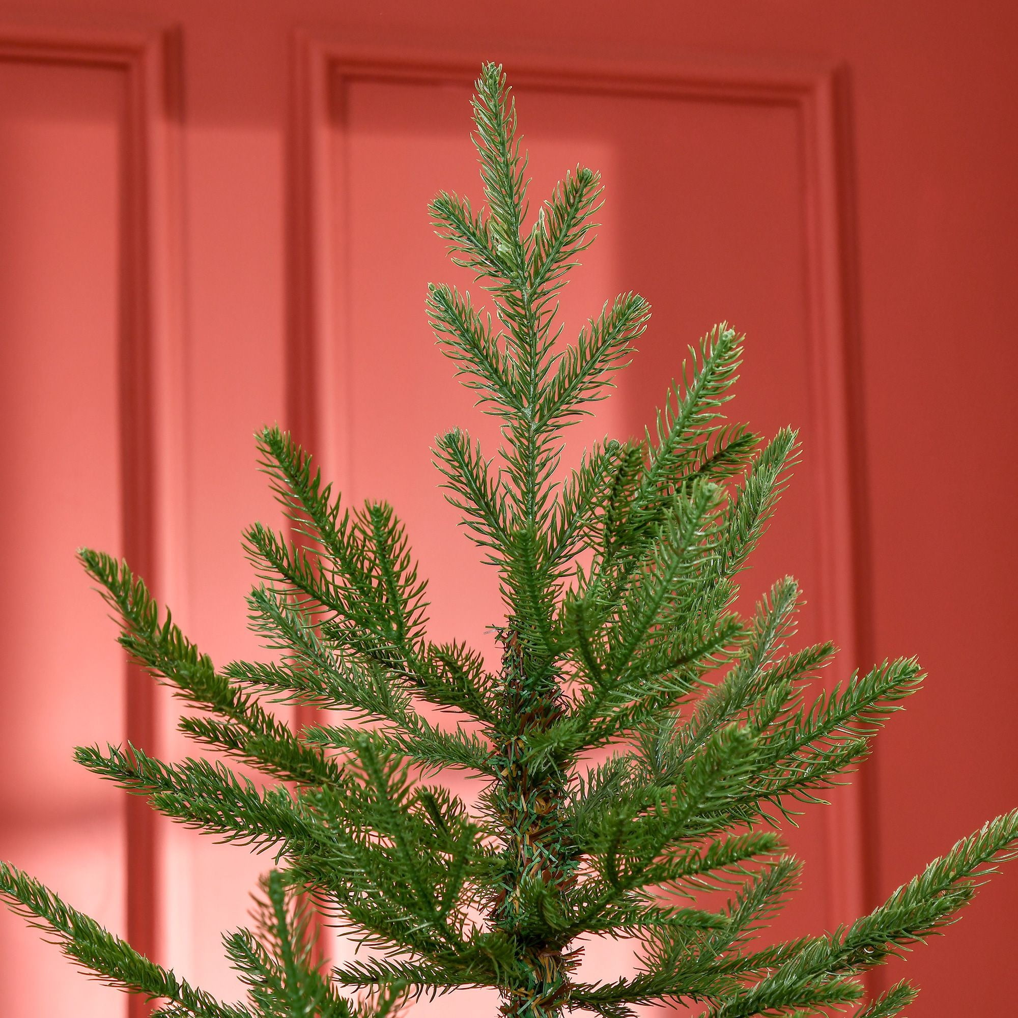 6 ft Artificial Christmas Tree, Nordic Pine Hinged Xmas Tree with 795 Realistic Branches, Wide Steel Base, Auto Open, Green