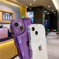 thumbnail image 6 of for iPhone 13 Pro Max Case 6.7 inch, Cute Clear Bubble Shell Case Frame Wavy Edge Transparent Full Protective Soft TPU Shockproof Phone Cover for Women Girls(Purple,for iPhone 13 Pro Max), 6 of 14