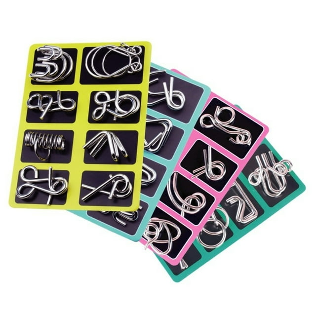 Jkkant 3D Metal Puzzle Ring Set, Reverse Thinking Mind Games with Carry Bag for Travel Challenge