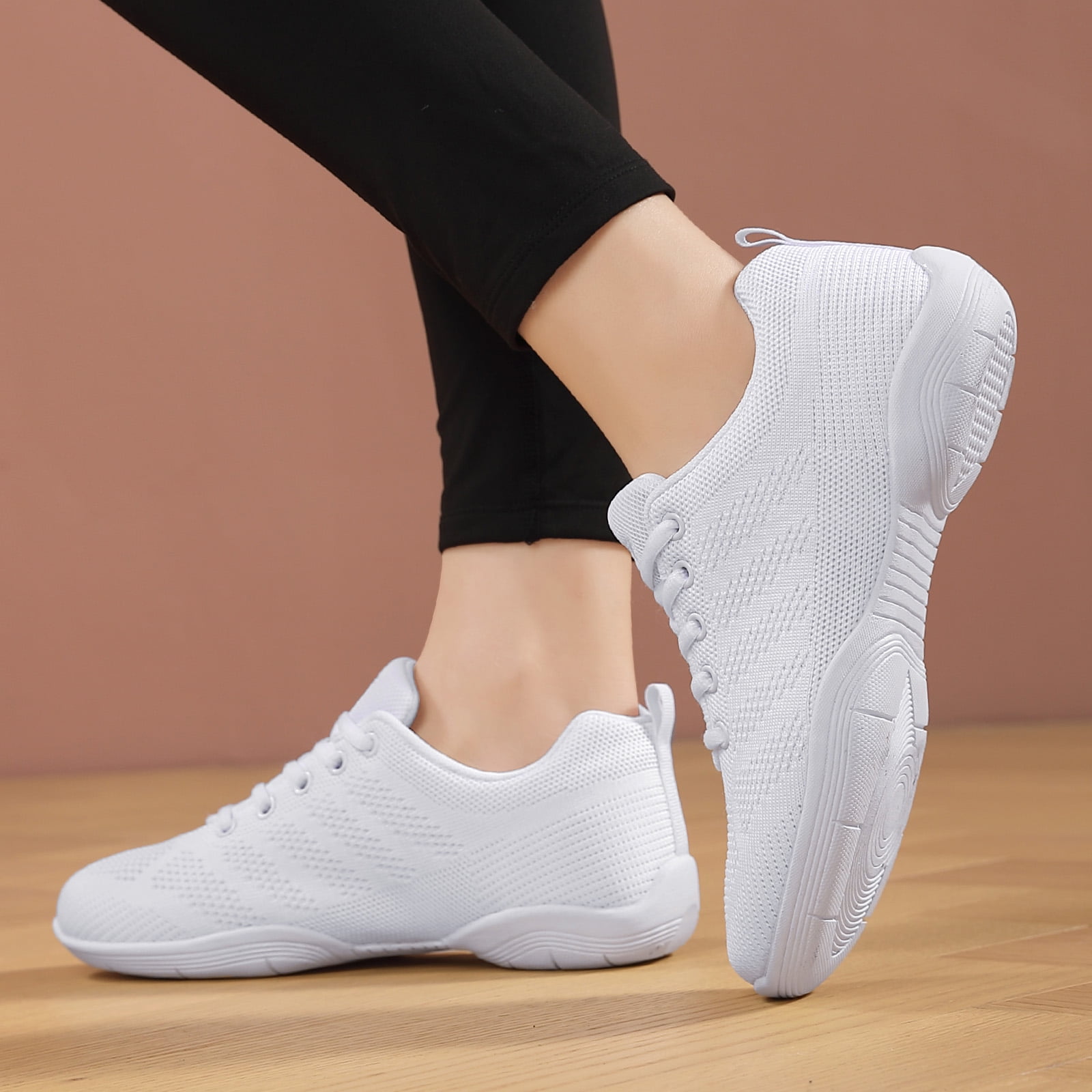 GlideMoves White Cheer Shoes Girls Dance Sneakers Women Training Competition Tumbling Athletic Mesh style breathable 2323 Little Kid Size 13.5