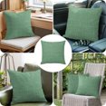thumbnail image 4 of Throw Pillow Covers 18x18 Inch, Rustic Forst Green Decorative Pillow Cases for Couch Sofa Bed, Farmhouse Solid Color Cotton Linen Square Home Decor Pillowcases with Hidden Zipper, 4 of 7