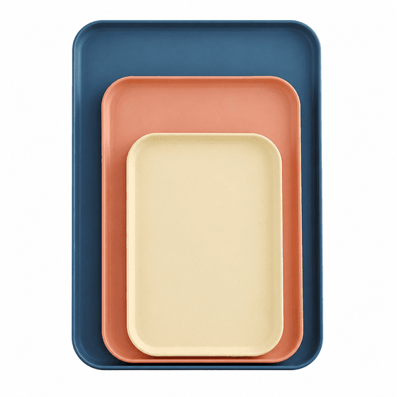 RAIRSKY 2026 New Rectangular Serving Trays Light Weight Easy to Clean Sturdy Stackable Melamine Serving Tray with Handle, Fruit, Snacks, and Desserts Trays