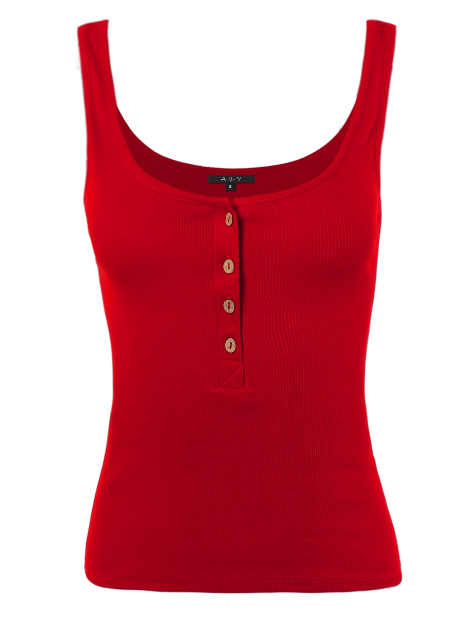 A2Y A2Y Women's Ribbed Henley Scoop Neck Sleeveless Tank Top Bred 1XL