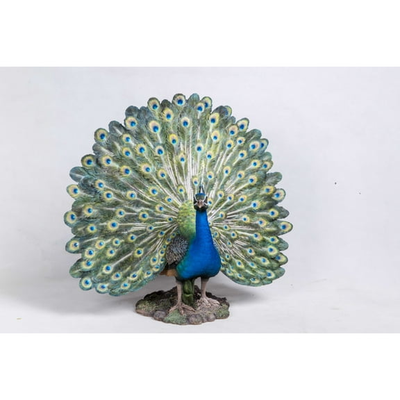 Hi-Line Gifts 22.50" Peacock with Feathers Out Outdoor Garden Statue