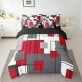 thumbnail image 2 of Erosebridal Black Grey Red Comforter Set 7 Piece Twin Geometry Square Bed In A Bag With Sheets Adults Modern Abstract Geometric Stripes Bedding Set Black Line Bed Set White, 2 of 5