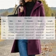 thumbnail image 3 of SHENGXINY Women's Button Up Pea Coat Hooded Button Down Mid Length Trench Coat Winter Fall Warm Woolen Blend Top Clothes Wine M, 3 of 6