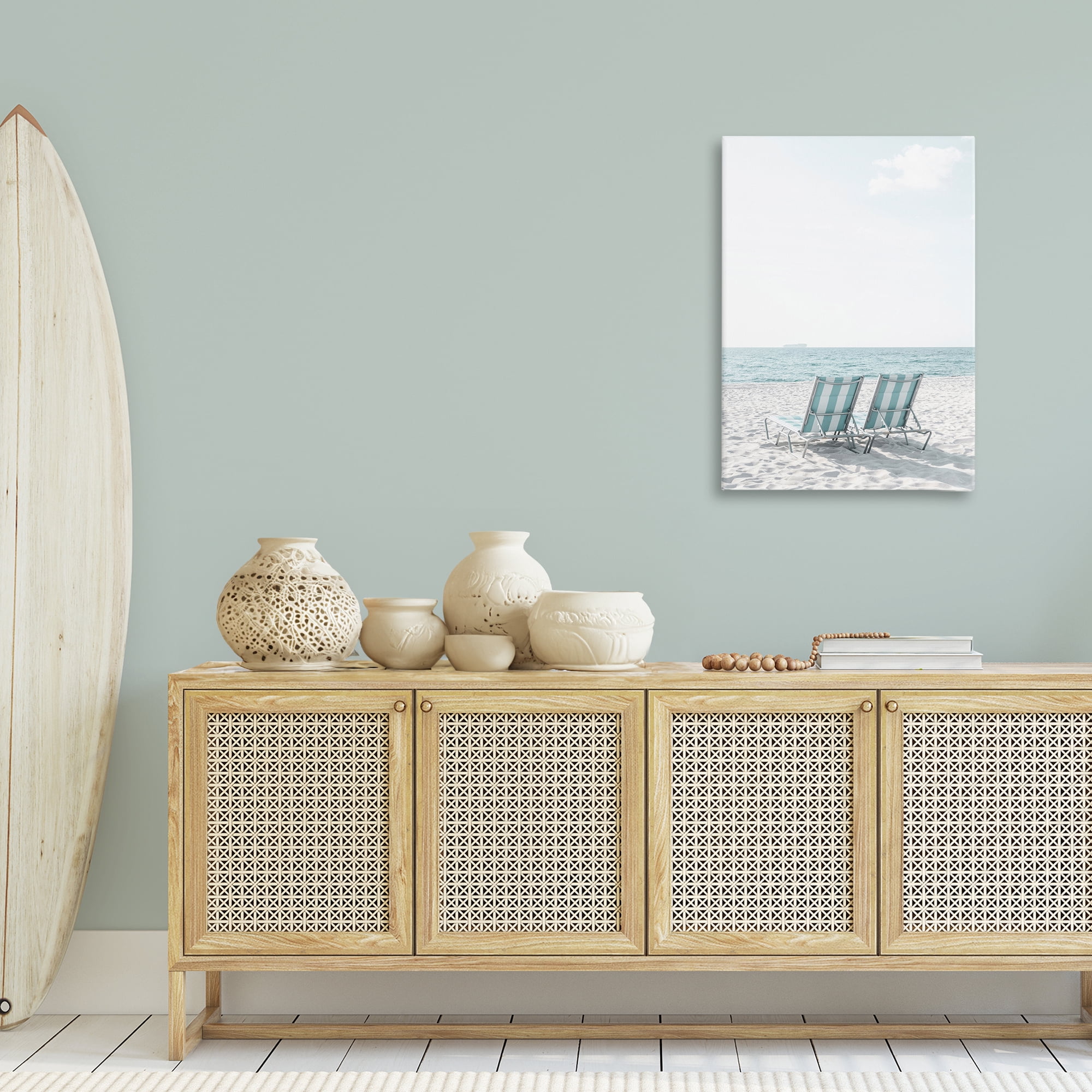 Stupell Industries Soothing Blue Beach Chairs Nautical & Beach Photography Wrapped Canvas Art Print Wall Art, 24 x 36