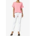 thumbnail image 6 of Women's PLUS Lightweight Woven Dolman Short Sleeve Boat Neck Relaxed Blouse Basic Top, 6 of 7