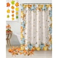 thumbnail image 2 of Fall Shower Curtain Orange Blue Pumpkins Bathroom Curtains with Hooks, Waterproof Fabric Sunflower Fallen Leaves Thanksgiving Bath Shower Curtains Set for Bathroom Bathtubs Decor 72x84 Inch, 2 of 7