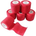 thumbnail image 1 of 6 Pack 2" x 5 Yards Self Adhesive Bandage Wrap Breathable Cohesive Vet Wrap for Pets, Elastic Self-Adherent Tape for Sports, Wrist, Ankle ( Red), 1 of 5