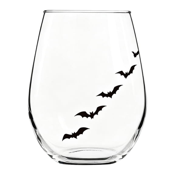 Halloween Artisan Glassware Collection for Spooky Sips, 2D Hand-Painted Stemless Wine Glass, Gothic Halloween Tumbler, Macabre Autumn Home Bar Decor for Women Men